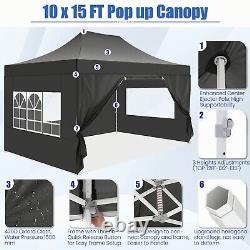 10'x15' Pop up Canopy Heavy Duty Gazebo Instant Commercial Tent with Sandbags