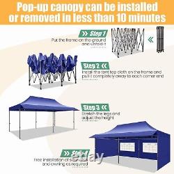 10x20 Pop up Canopy with Awning Heavy Duty Party Gazebo Commercial Outdoor Tent/