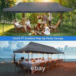 10x30FT Heavy Duty Pop Up Canopy Commercial Tent Waterproof Gazebo Outdoor Party