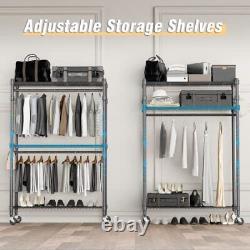 3 Shelves Wire Shelving Clothing Rolling Rack Heavy Duty Commercial M2 Gray