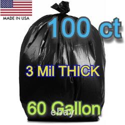 60 Gallons Large Heavy Duty Commercial Contractor Trash Garbage Bag Liner 3.0Mil