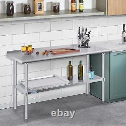 Commercial Heavy Duty Table with Undershelf and Backsplash for Restaurant US