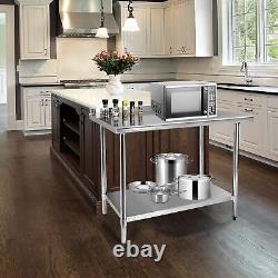 Commercial Heavy Duty Table with Undershelf and Backsplash for Restaurant US