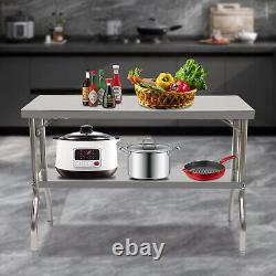 Commercial Table Heavy-duty Stainless Steel Folding Table max 1102.3 lbs Load US