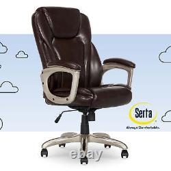 Heavy-Duty Bonded Leather Commercial Office Chair With Memory Foam 350 Lb Brown