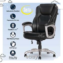 Heavy-Duty Bonded Leather Commercial Office Chair With Memory Foam 350 Lb Brown