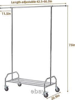Heavy Duty Clothing Racks for Hanging, Adjustable Rolling Commercial Garment Ra