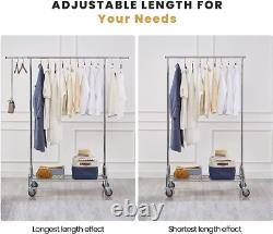 Heavy Duty Clothing Racks for Hanging, Adjustable Rolling Commercial Garment Ra