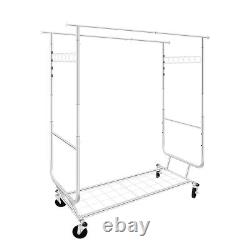 Heavy Duty Commercial Clothing Garment Rack Rolling Collapsible Chrome US