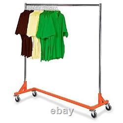 Heavy Duty Commercial Grade Single Bar Z Rack Clothing Garment Clothes Rolling