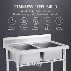 Heavy Duty Kitchens Commercial Utility Sink 2 Compartment Stainless Steel Sink