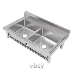 Heavy-duty Commercial Sink Stainless Steel 2 Compartment Free Standing Sink