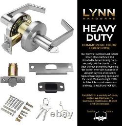 LYNN HARDWARE Commercial Door Lever Lock Heavy Duty, Satin Chrome