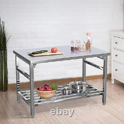 Stainless Steel Prep Table 48 X 24 Inch, NSF Commercial Heavy Duty Stainless Ste