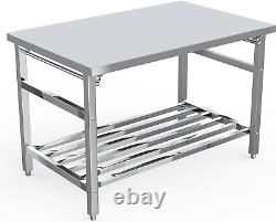 Stainless Steel Prep Table 48 X 24 Inch, NSF Commercial Heavy Duty Stainless Ste
