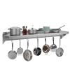 Stainless Steel Wall Shelf Commercial Kitchen Shelving Heavy Duty With Hooks